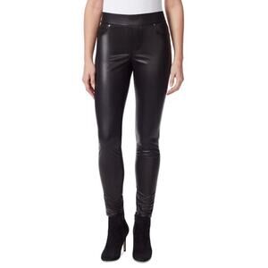 Gloria Vanderbilt Avery Slim Black Faux-Leather Pull-On Legging Pants 8 NWT